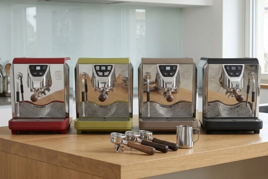 Nuova Simonelli Oscar Mood colori: noir, rouge, gris, guacamole